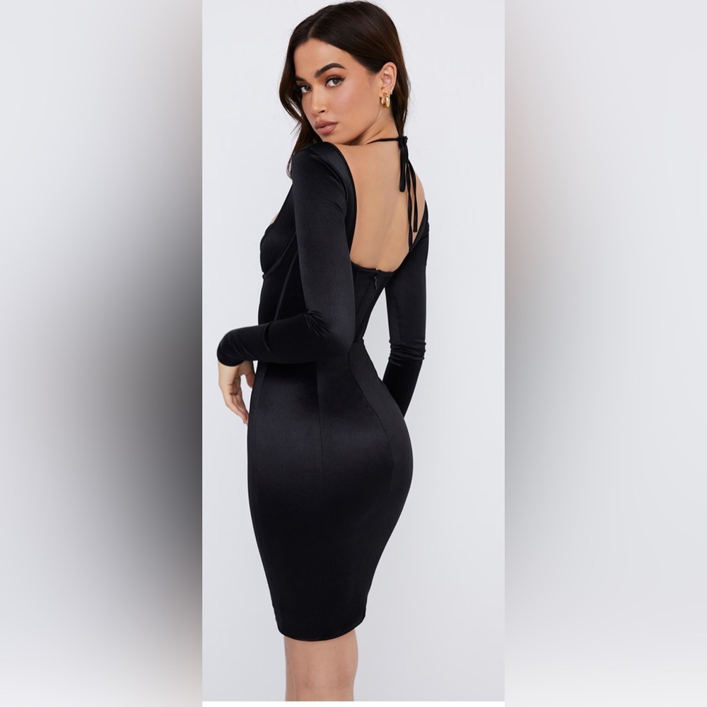 House of CB GRAZIA BLACK DISCO SATIN CORSET DRESS - Picture 7 of 16